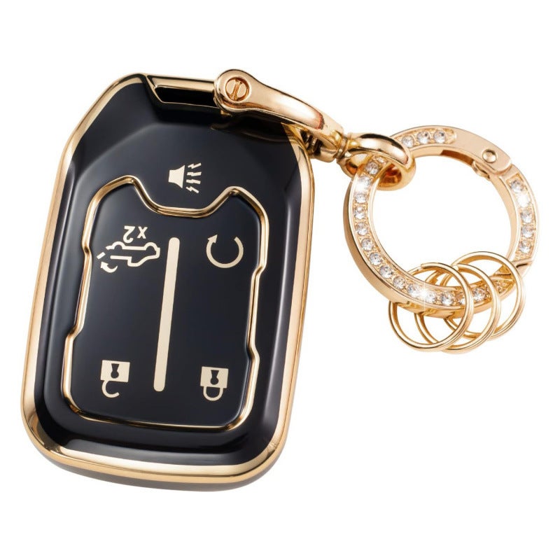 Selling Gold-Edged Car Key Cover Gmc Car Key Bag Diamond Ring Pendant Keychain Style - Image 2